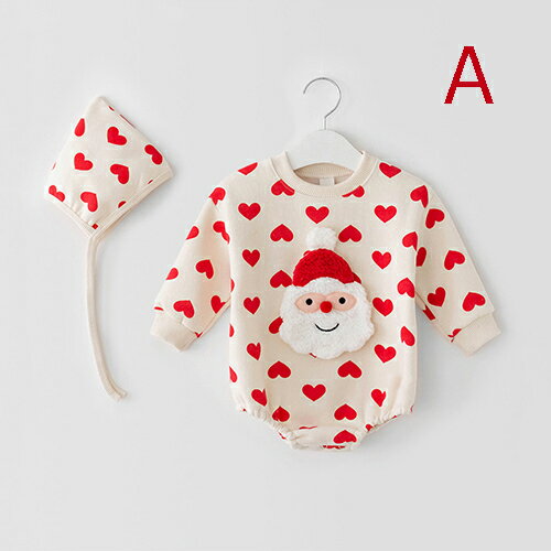 ベビー服 ロンパース 帽子付き ベビー 女の子 男の子 サンタクロース 子供服 キッズ 出産祝い 新生児 カバーオール 赤ちゃん服 秋 冬 可愛い コスプレ 衣装 綿 コスチューム クリスマス プレゼント 贈り物 66-90cm 0歳1歳 2歳