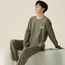 パジャマ メンズ ルームウェア 長袖 スウェット 上下セット 綿100% 長袖 春秋 コットン 柔らかい 肌触りがいい 快適 通気性 大人 男性 部屋着 寝間着...