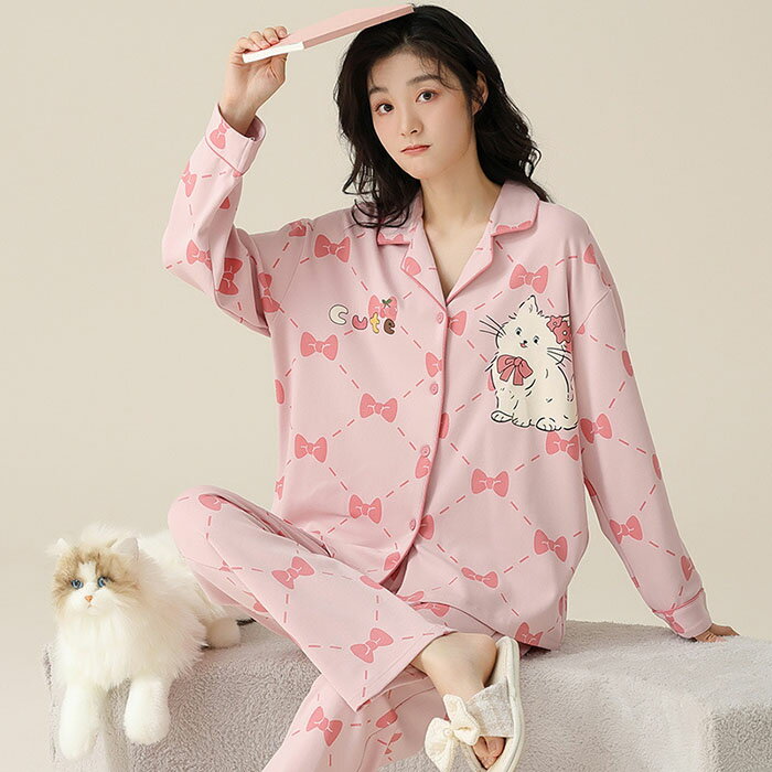 パジャマ ルームウェア レディース 春 秋 長袖 上下セット 部屋着 綿100％ コットン 柔らかい 肌触りがいい 寝間着 寝巻き 可愛い 大きいサイズ セットアップ 通気性 快適 おしゃれ かわいい シンプル 女性 彼女 妻 旅行 外出 プレゼント ギフト ナイトウェア