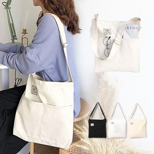 トートバッグ レディース キャンバス 大きめ A4 ノートPC シンプル 丈夫 ファスナー付き 斜めがけ 肩が..
