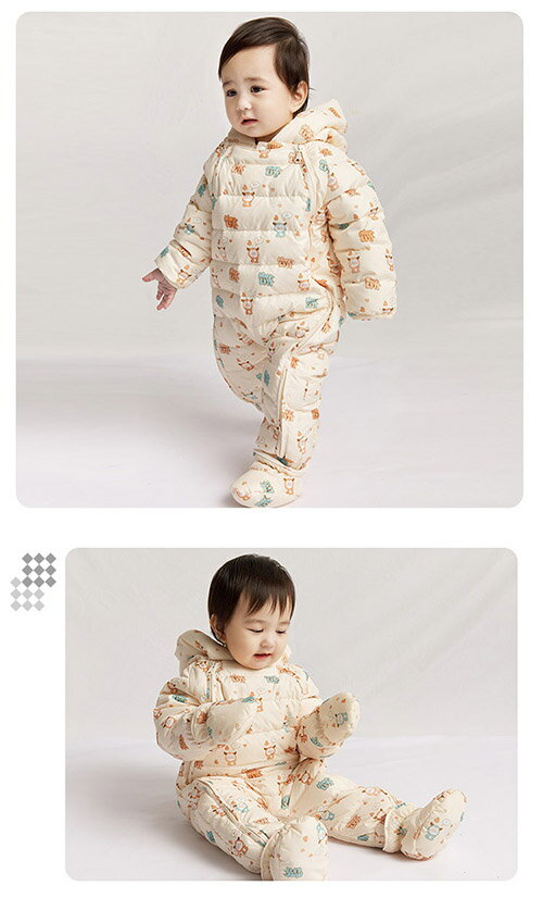 ベビー服 ジャンプスーツ カバーオール 長袖ロンパース ダウンコート 裏ボア フード付き 防寒 厚手 秋冬用 赤ちゃん 子供 防寒着 普段着 お出かけ 雪遊び 可愛い 新生児 出産祝い ギフト 誕生日 プレゼント 66cm 73cm 80cm 90cm 100cm 0歳 1歳 2歳 3歳