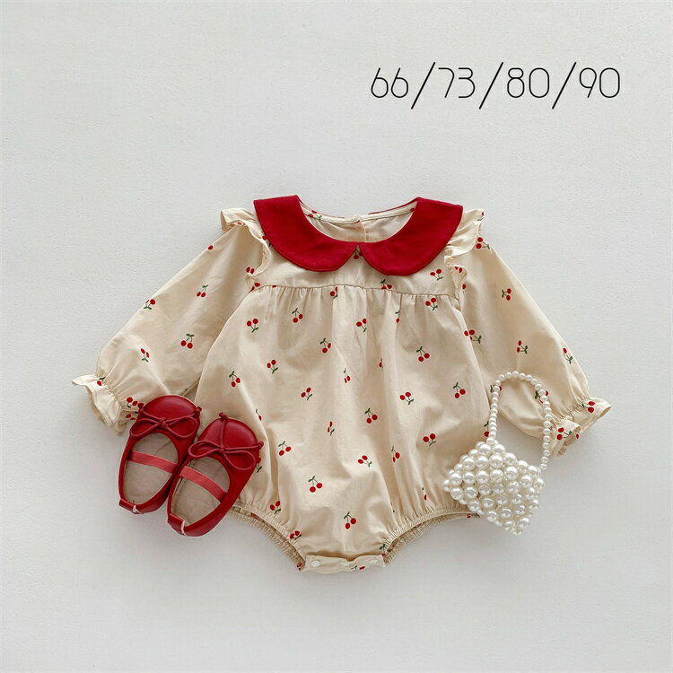 Rakuten - 【★半額限定★スーパーSALE期間中】新生児 赤ちゃん ベビー服 ロンパース 夏 春 秋 長袖ロンパース 子供服 女の子 お部屋着 夏服 出産祝い 可愛い シンプル 綿 コットン 韓国 ファッション プレゼント 66cm 73cm 80cm