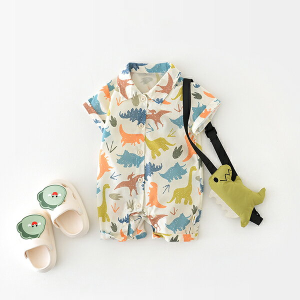 ロンパース ベビー服 男の子 半袖 恐竜柄 可...の紹介画像2