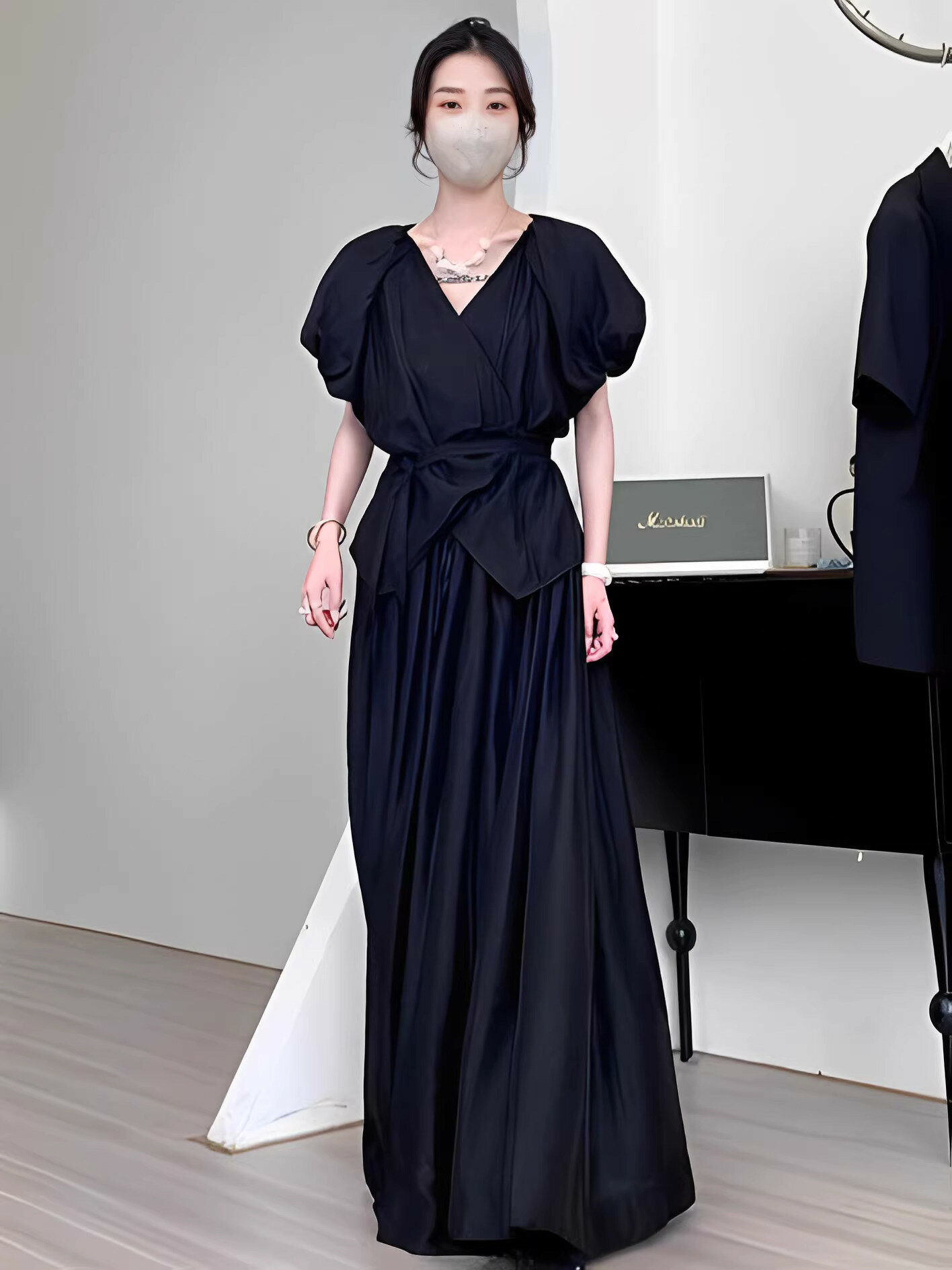 セットアップ レディース スカートスーツ トップス＆スカート ロングスカート 上下セット 体型カバー 大きいサイズ カジュアル 夏 シンプル パーティードレス ブラック 着痩せ 大人女子 OL オフィス お洒落 上品 通勤 面接 お呼ばれ 結婚式 20代 30代 40代 50代 フォーマル