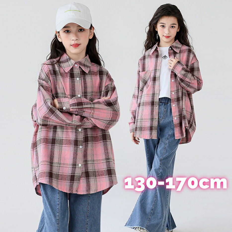 チェックシャツ シャツ キッズ 子供服 女の子 ネルシャツ シャツジャケット ライトアウター チェック柄..