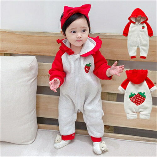 ロンパース 長袖 男の子 女の子 ベビー服 カバーオール 子供服 綿 秋 冬 出産祝い 新生児 赤ちゃん かわいい 防寒着 フード付き 贈り物 送料無料