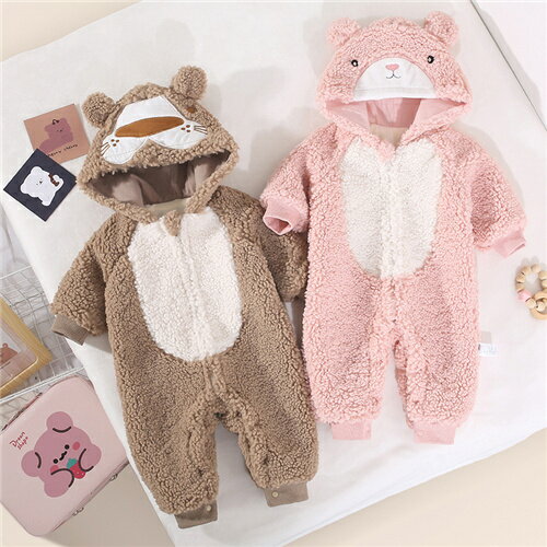 ロンパース 長袖 男の子 女の子 ベビー服 カバーオール 子供服 綿 秋 冬 出産祝い 新生児 赤ちゃん かわいい 防寒着 贈り物 前開き 裏起毛有り フード付...