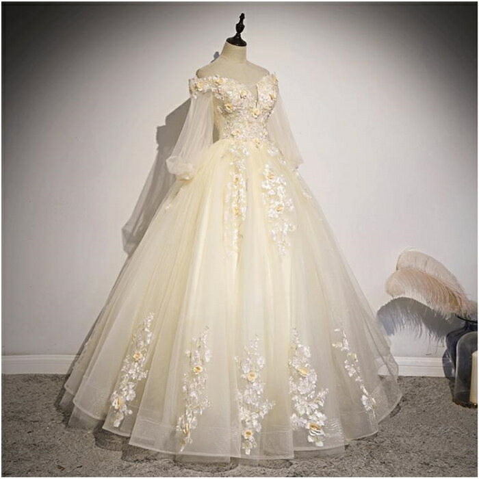 カラードレス 演奏会 カラードレス Aライン パフスリーブ カラードレス 結婚式 二次会ドレス 花嫁ドレス ブライダル 前撮り 演奏会ドレス 披露宴 コンサート イブニングドレス カクテルドレス パーティードレス ピアノ 編み上げ 海外挙式 成人式 ステージ衣装