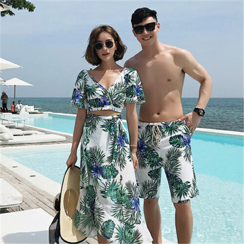 水着 カップル 夏ワンピース ペアルック 上下セット カップル お揃い服Tシャツ上下セット トップス 半袖 レディース ワンピース メンス ハーフパンツ ビーチ 夏恋人 プレゼント ご夫婦 カジュアル デート 遊び 旅行 送料無料