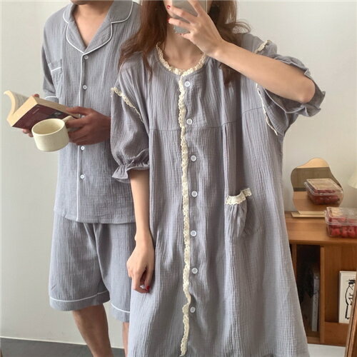 パジャマ ペアパジャマ カップルパジャ パジャマ 大きいサイズ レディース メンズ ルームウェア 半袖 上下セット ナイトウェア 部屋着 ギフト セットアップ かわいい プレゼント 春夏 上品 彼氏 彼女 お揃い お祝い 寝間着 寝巻き 送料無料 前開き