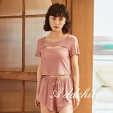 パジャマ レディース 半袖 ルームウェア かわいい ナイトウェア 春夏 部屋着 無地 ニット 上下2点セット 女性 おしゃれ セットアップ 寝間着 寝巻き プレ...