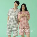 ペアパジャマ カップル 夏 ルームウェア 半袖 ペアルック レディース メンズ 上下セット パジャマ ナイトウェア 部屋着 抗菌綿 前開き シャツ コットン 寝...