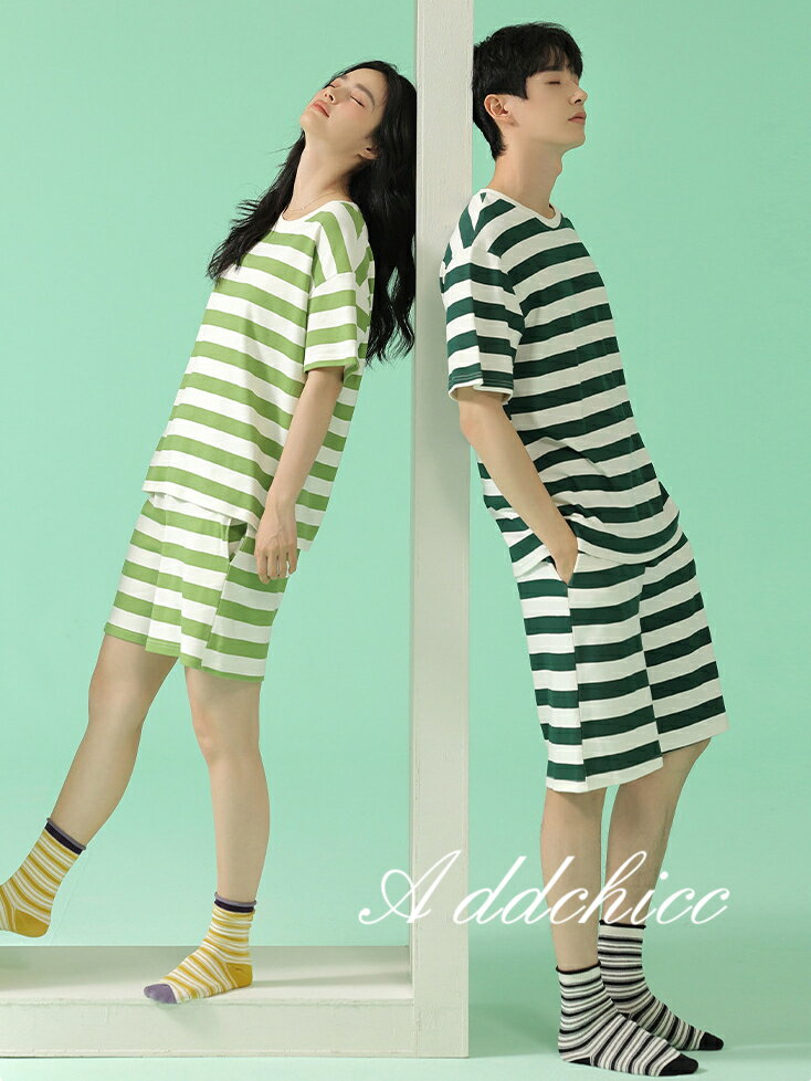 ペアパジャマ カップル 夏 ルームウェア 半袖 ペアルック レディース メンズ 上下セット パジャマ ナイトウェア 部屋着 抗菌綿 Tシャツ コットン 寝間着 ストライプ 無地 寝巻き 大さいサイズ 薄手 薄地 お揃い 男女セット 半パンツ セットアップ プレゼント お祝い