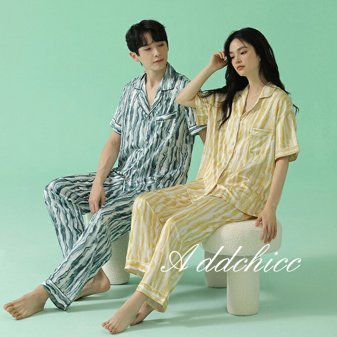 ペアパジャマ カップル 春夏 ルームウェア 半袖 ペアルック レディース メンズ 上下セット パジャマ ナイトウェア 部屋着 前開き シャツ 寝間着 寝巻き ストライプ 大さいサイズ 薄手 薄地 お揃い 男女セット 長パンツ プレゼント お祝い 涼しい 冷感 速乾