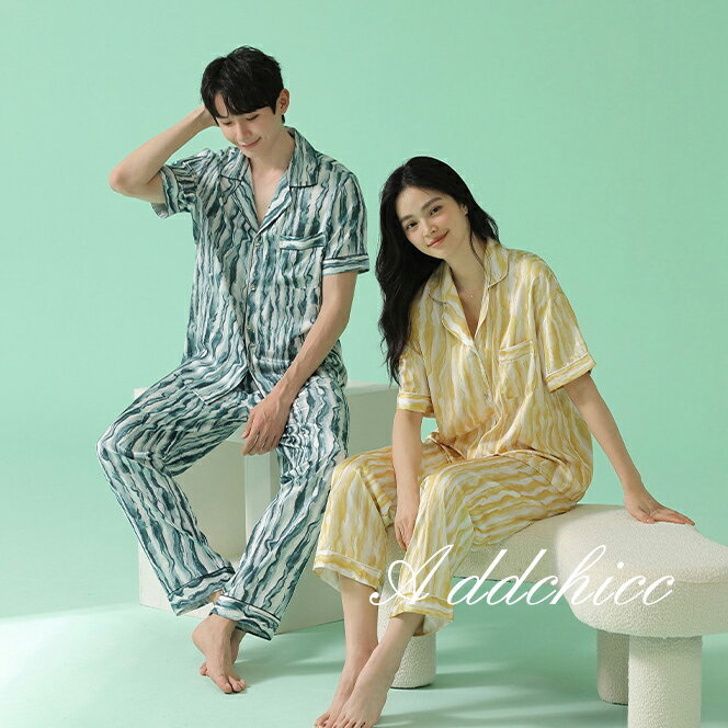 ペアパジャマ カップル 春夏 ルームウェア 半袖 ペアルック レディース メンズ 上下セット パジャマ ナイトウェア 部屋着 前開き シャツ 寝間着 寝巻き ストライプ 大さいサイズ 薄手 薄地 お揃い 男女セット 長パンツ プレゼント お祝い 涼しい 冷感 速乾