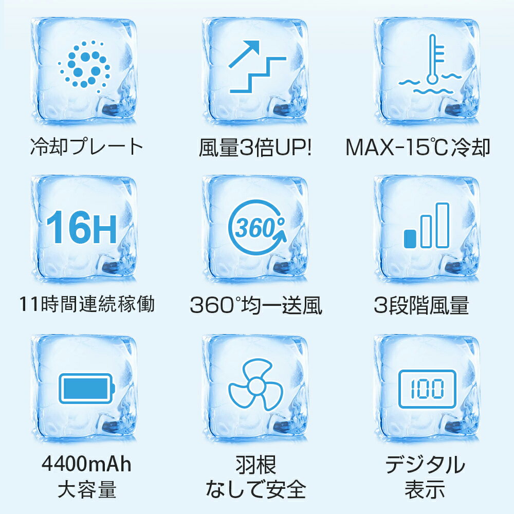 ネッククーラー 首掛け扇風機 羽根なし 扇風機 首かけ ネックファン 冷却プレート付 冷却 クール 4400mAh大容量 ポータブル扇風機 USB充電式 3段階風量調節 羽なし ファン 携帯 軽量 小型 静音 涼感 ハンディファン 父の日 母の日 ギフト アウトドア 通勤 通学 大風量