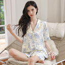 パジャマ レディース ルームウェア 夏 半袖 かわいい ナイトウェア 春夏 花柄 前開き 部屋着 上下2点セット おしゃれ ギフト セットアップ 寝間着 寝巻き...
