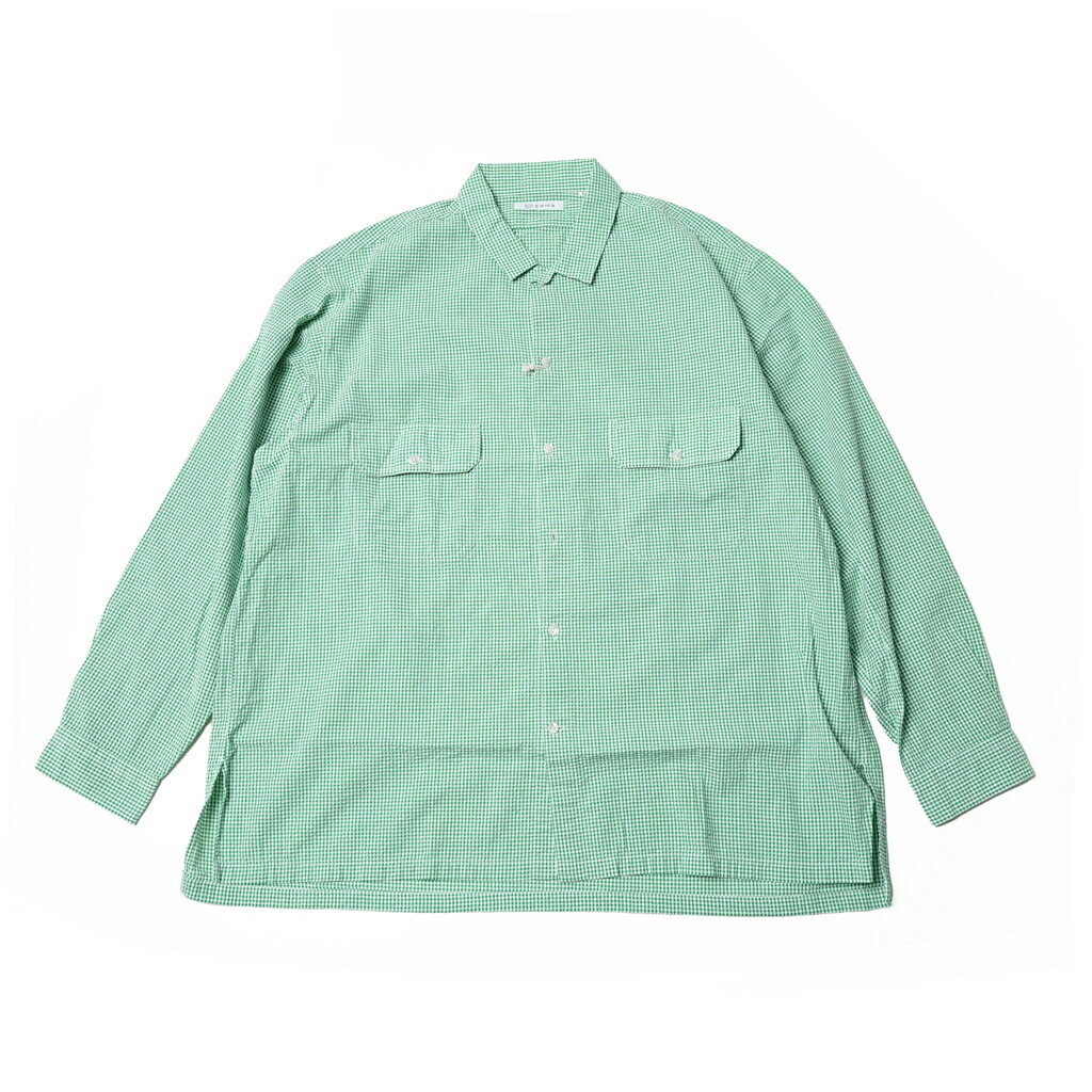 No:WP-02_B | Name:W POCKET SHIRT-SUCKER GINGHAM | Color:Green【CATTA_カッタ】