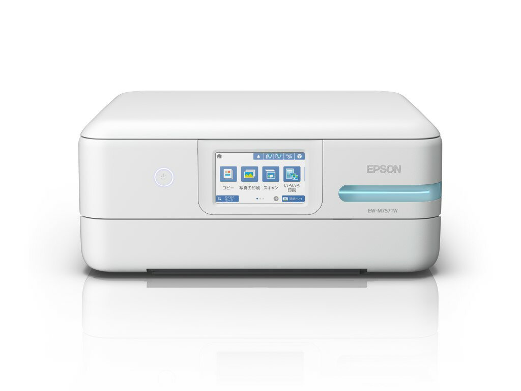 EPSON エプソン EW-M757TW ホワイト A4カラーインクジェット複合機/エコタンク搭載モデル/5色/無線LAN・Wi-Fi/4.3型ワイドタッチパネル/