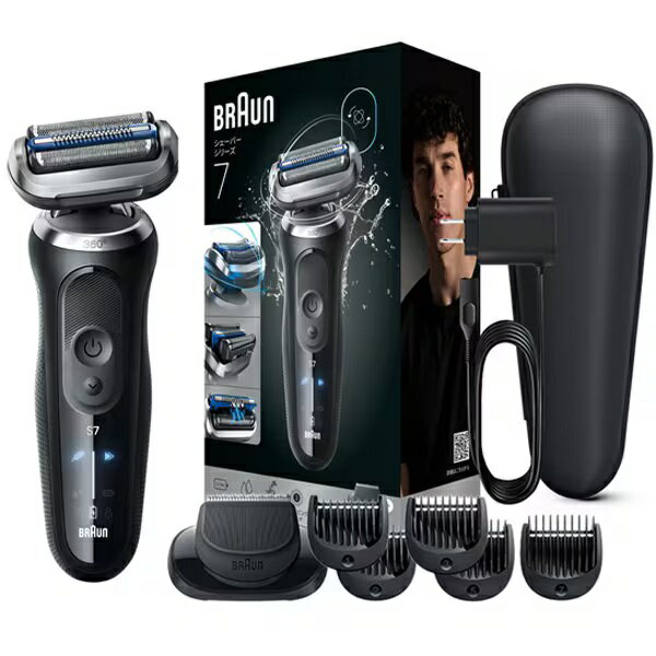 BRAUN メンズシェーバー シリーズ7 充電式 3枚刃 お風呂剃りシェーバー ヒゲトリマー 防水設計 ディープキャッチ網刃 ブラック 73-N85010S