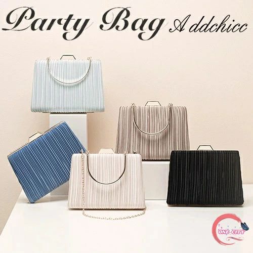 ■商品内容：パーティーバッグ■付属品：長短2本のチェーン付き■素材:ポリエステル■カラー:5COLOR■サイズ：幅20×高さ14.5×マチ5.5cm【注意事項】※モニターの発色具合によって実際の物と異なる場合がございます。※サイズは平置き採寸です。多少の誤差はご了承下さい。パーティーバッグ 結婚式 レディースバッグ&nbsp; パーティーバッグ&nbsp; ウエディングバッグ&nbsp; クラッチバッグ 二次会 ハンドバッグ クラッチ キャバ 披露宴 発表会 海外挙式 ピアノ 女子会 発表会 エレガント 上品