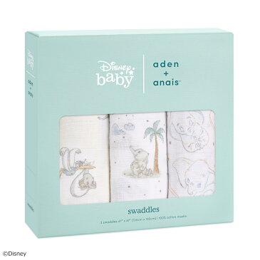 【エイデンアンドアネイ公式ショップ】ディズニー ベビー aden+anais モスリンスワドル 3枚入り（おくるみ 春 夏 コットン ガーゼ 定番 出産準備 出産祝い 男の子 女の子 ギフト ラッピング250円）aswc30004dij マイ ダーリン ダンボ 120×120cm