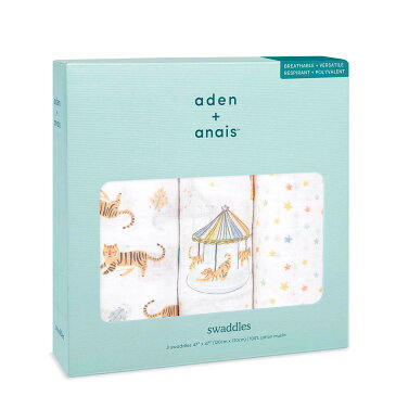 【エイデンアンドアネイ公式ショップ】aden+anais モスリン スワドル 3枚入り（おくるみ 春 夏 コットン ガーゼ 定番 出産準備 出産祝い 男の子 女の子 寅年 トラ 干支 ギフト）aswc30007j イヤー オブ ザ タイガー 120×120cm