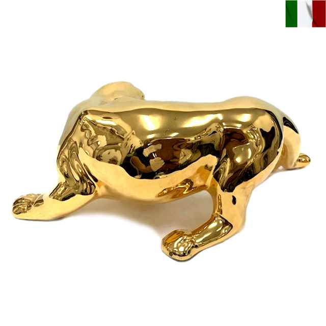 パンサー 置物 イタリア製 インテリア 動物 ゴールド 陶器 黄金 色クラシック テイスト 3