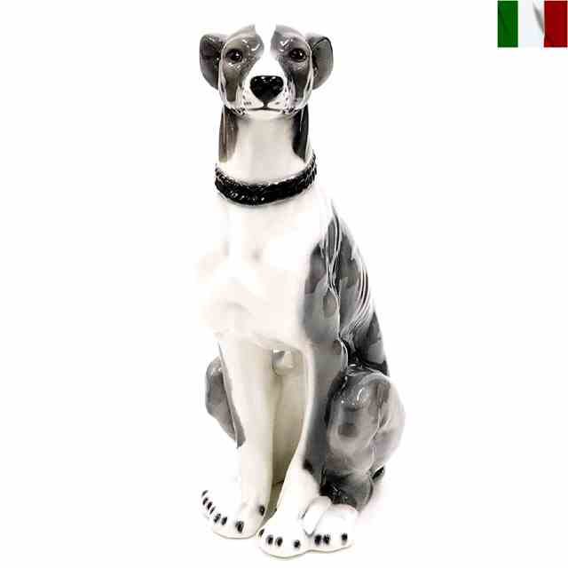 グレーハウンド 置物 イタリア製 インテリア 動物 犬 陶器 クラシックテイスト