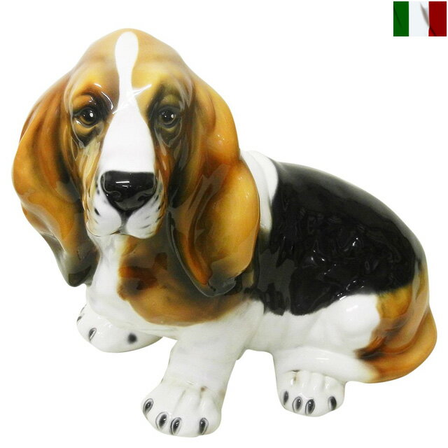 バセットハウンド 置物 犬 イタリア インテリア 陶器 クラシック テイスト