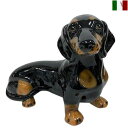置物 ミニチュア ダックスフンド 犬 陶器 クラシック テイスト 黒 茶 色 イタリア(3)