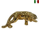 パンサー 置物 イタリア製 インテリア 動物 ゴールド 陶器 黄金(3)