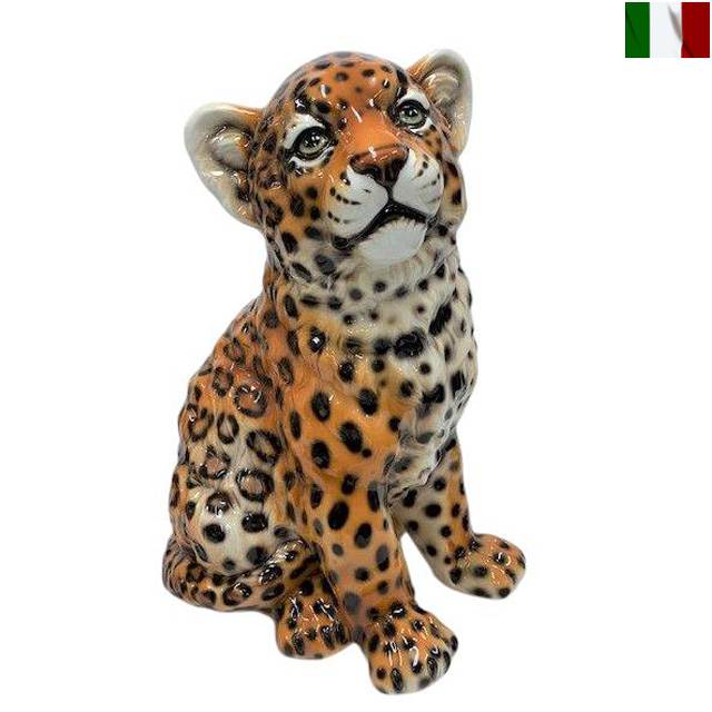 楽天艶姿家具ヒョウ 置物 レオパード 陶器 猛獣 肉食獣 イタリア インテリア オブジェ