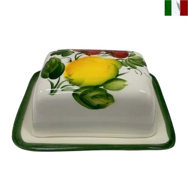 バターケース イタリア インテリア 食器 陶器 フルーツ柄 イタリア製
