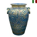 傘立て 花柄 壺 ブルー 傘入れ クラシック インテリア イタリア陶器 Umbrella Stand