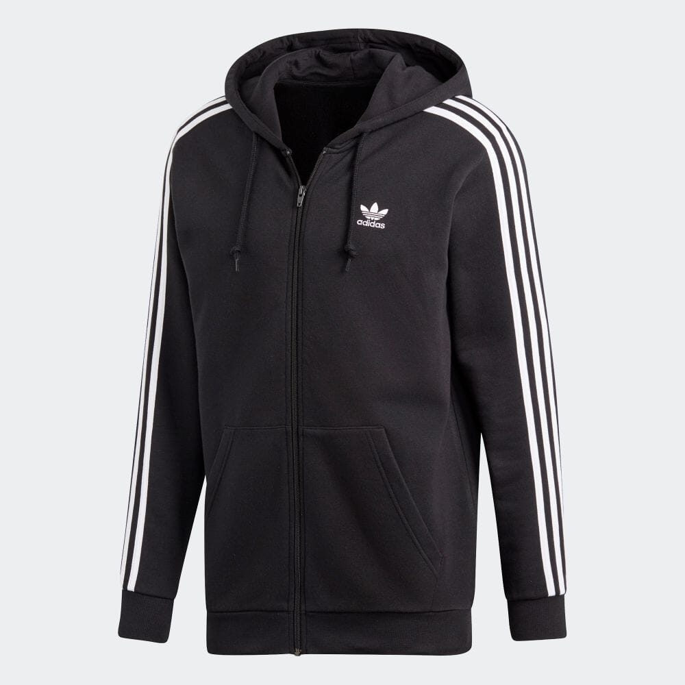 【20%OFFクーポン対象 08/19 10:00〜08/23 09:59】【公式】アディダス adidas 返品可 3 STRIPES FULL ZIP HOODIE オリジナルス メンズ ウェア・服 トップス パーカー(フーディー) ジャージ 黒 ブラック DV1551 トレーナー