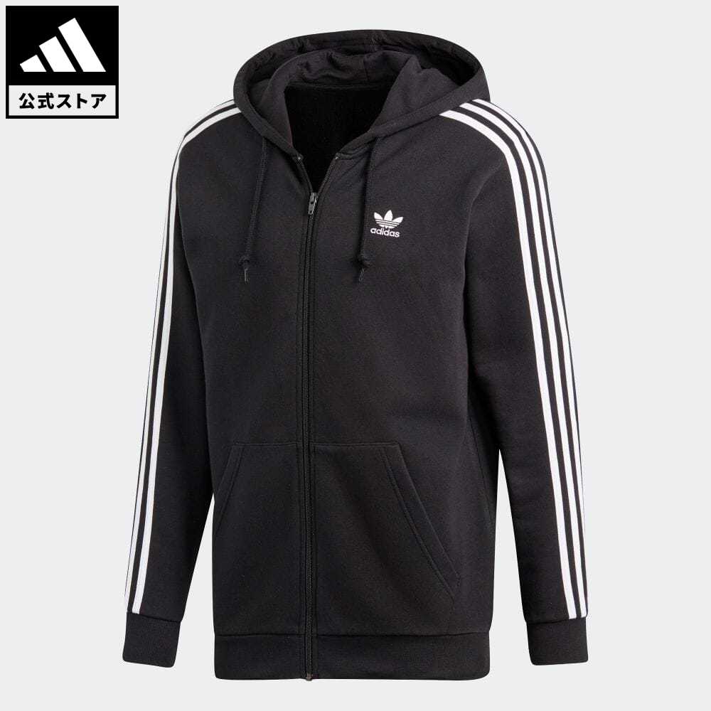 【20%OFFクーポン対象 08/19 10:00〜08/23 09:59】【公式】アディダス adidas 返品可 3 STRIPES FULL ZIP HOODIE オリジナルス メンズ ウェア・服 トップス パーカー(フーディー) ジャージ 黒 ブラック DV1551 トレーナー