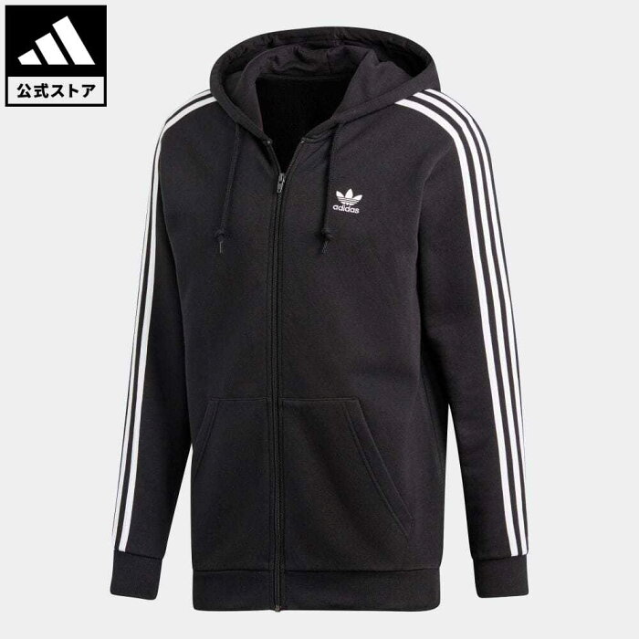 【公式】アディダス adidas 返品可 3 STRIPES FULL ZIP HOODIE オリジナルス メンズ ウェア・服 トップス パーカー(フーディー) ジャージ 黒 ブラック DV1551 トレーナー