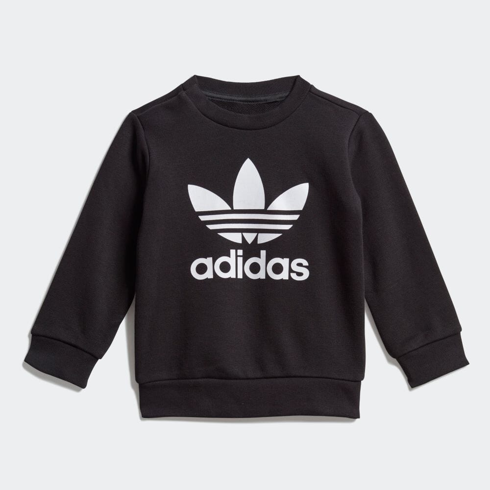 【公式】アディダス adidas 返品可 子供用 クルー スウェットシャツ 上下セット [Crew Sweatshirt Set] オリジナルス キッズ／子供用 ウェア・服 セットアップ ジャージ 黒 ブラック ED7679 上下