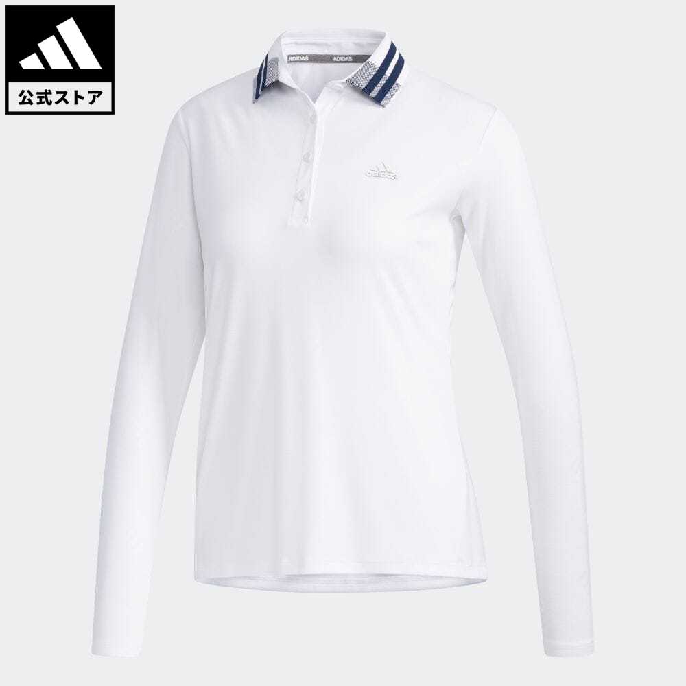 【公式】アディダス adidas 返品可 ゴルフ スリーストライプス モノグラムプリント 長袖ポロ / L/S MONO POLO レディース ウェア・服 トップス ポロシャツ 白 ホワイト EH3834