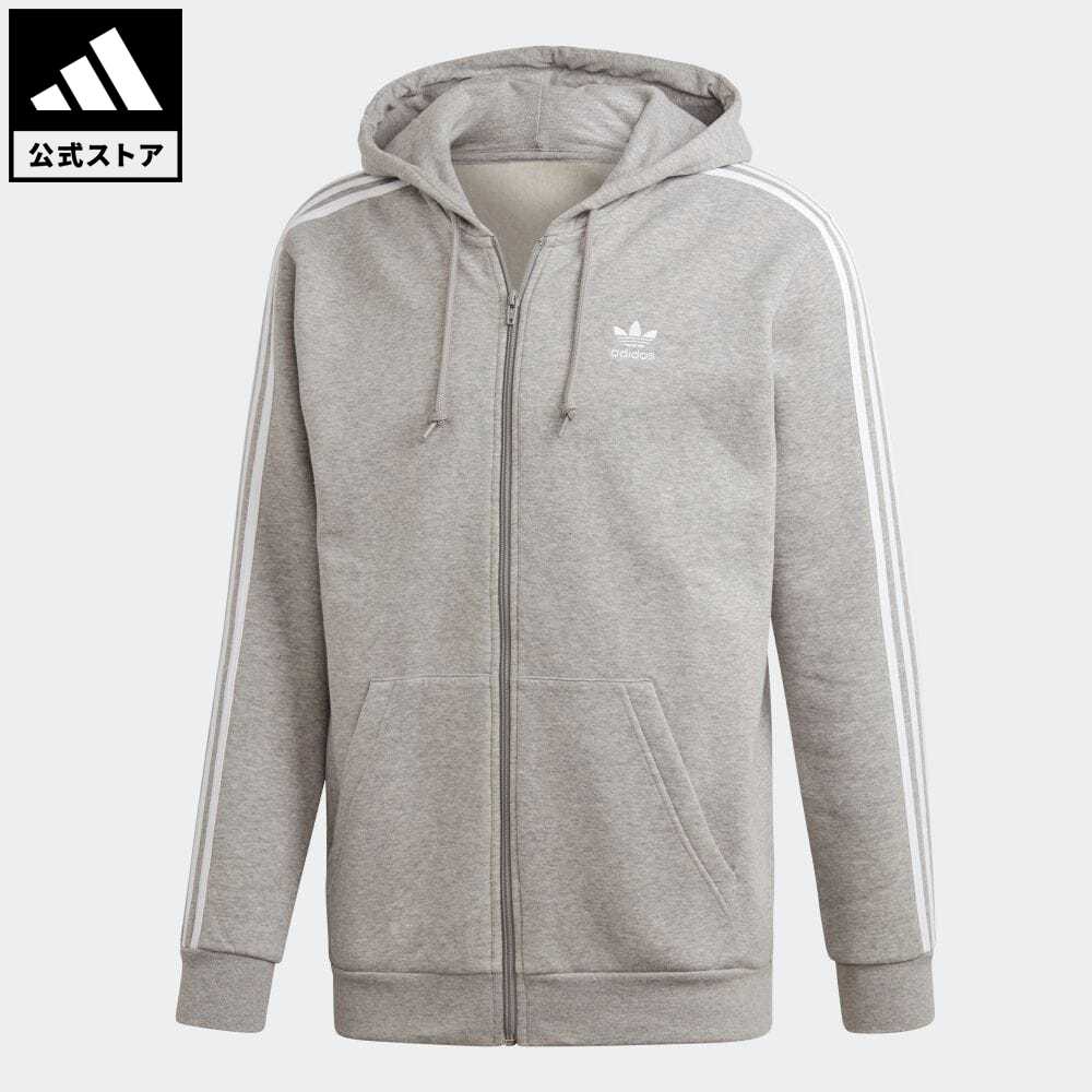 【公式】アディダス adidas 返品可 3 STRIPES FULL ZIP HOODIE オリジナルス メンズ ウェア・服 トップス パーカー(フーディー) ジャージ グレー ED5969 トレーナー