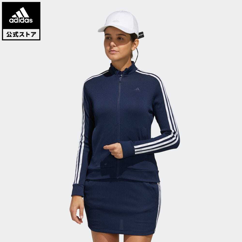 【公式】アディダス adidas ゴルフ スリーストライプス 長袖フルジップジャケット【ゴルフ】 レディース ウェア アウター ジャケット 青 ブルー FJ2442