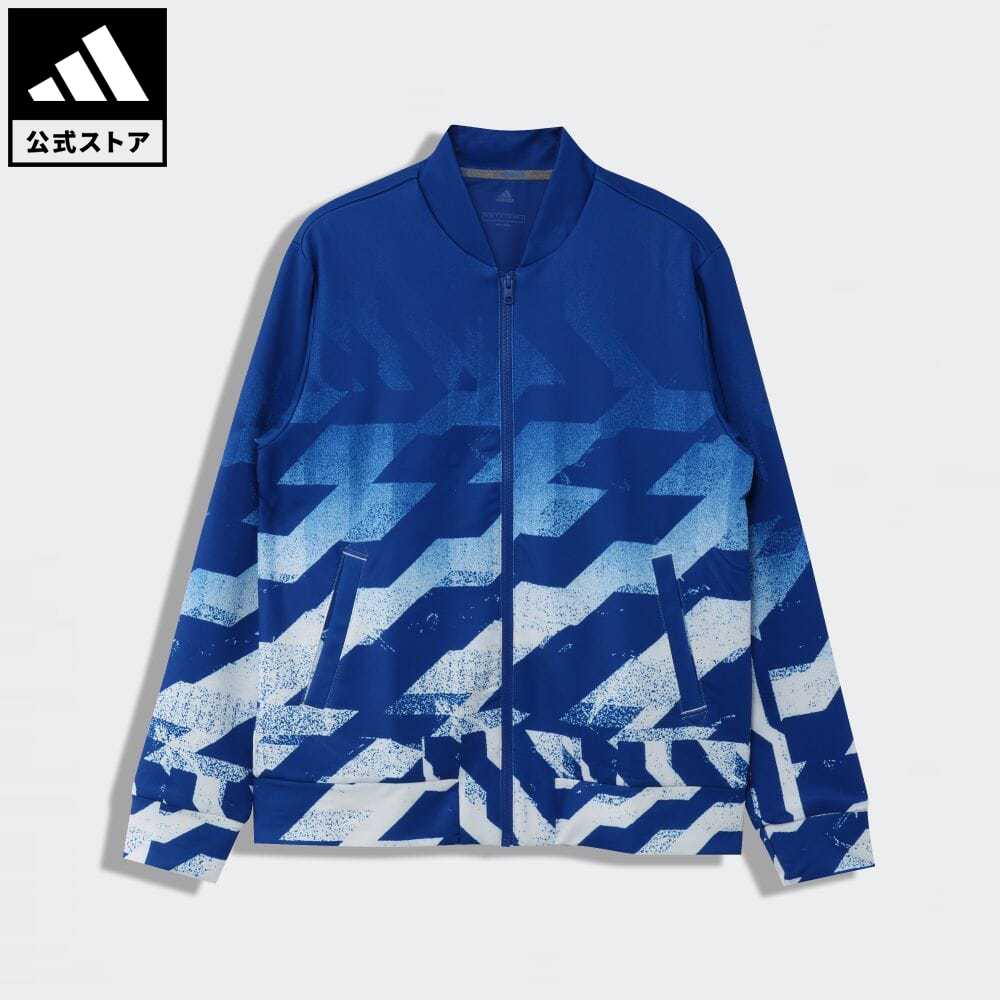 【公式】アディダス adidas ゴルフ ジオメトリックプリント 長袖フルジップライニングスウェット 【ゴルフ】/ Jersey Jacket メンズ ウェア アウター ジャケット 青 ブルー FS6916 p1023