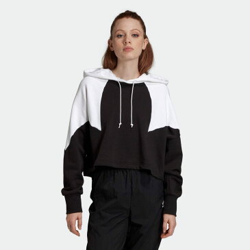 【公式】アディダス adidas 返品可 ラージロゴ クロップドパーカー オリジナルス レディース ウェア・服 トップス パーカー(フーディー) スウェット(トレーナー) 黒 ブラック GD2404 トレーナー