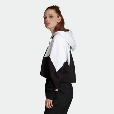 【公式】アディダス adidas 返品可 ラージロゴ クロップドパーカー オリジナルス レディース ウェア・服 トップス パーカー(フーディー) スウェット(トレーナー) 黒 ブラック GD2404 トレーナー