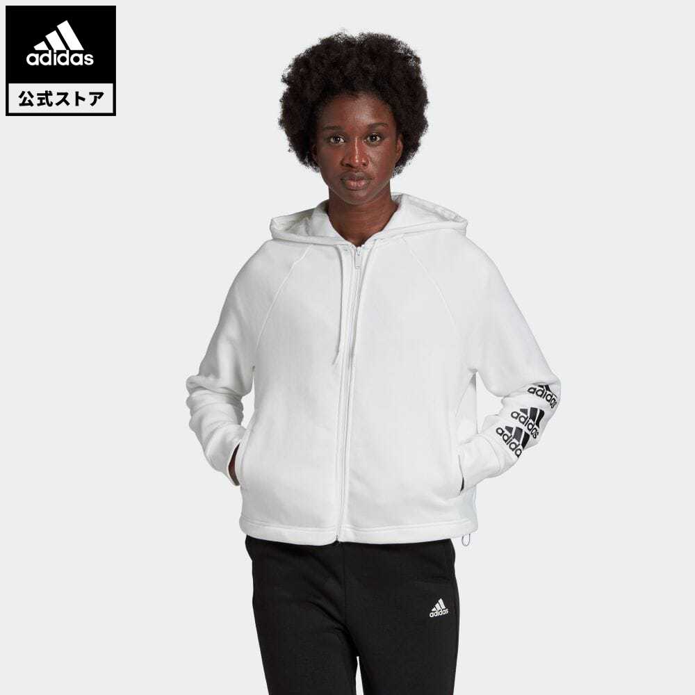 【公式】アディダス adidas スタック ロゴ フルジップ フリース パーカー / Stacked Logo Full-Zip Fleece Hoodie レディース ウェア トップス パーカー(フーディー) ジャージ 白 ホワイト GK2482 トレーナー