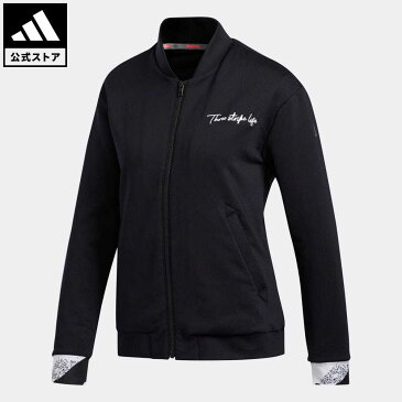 【公式】アディダス adidas 返品可 ゴルフ ジオメトリックプリント 長袖フルジップライニングスウエット / Jersey Jacket レディース ウェア・服 アウター ジャケット 黒 ブラック FS6377