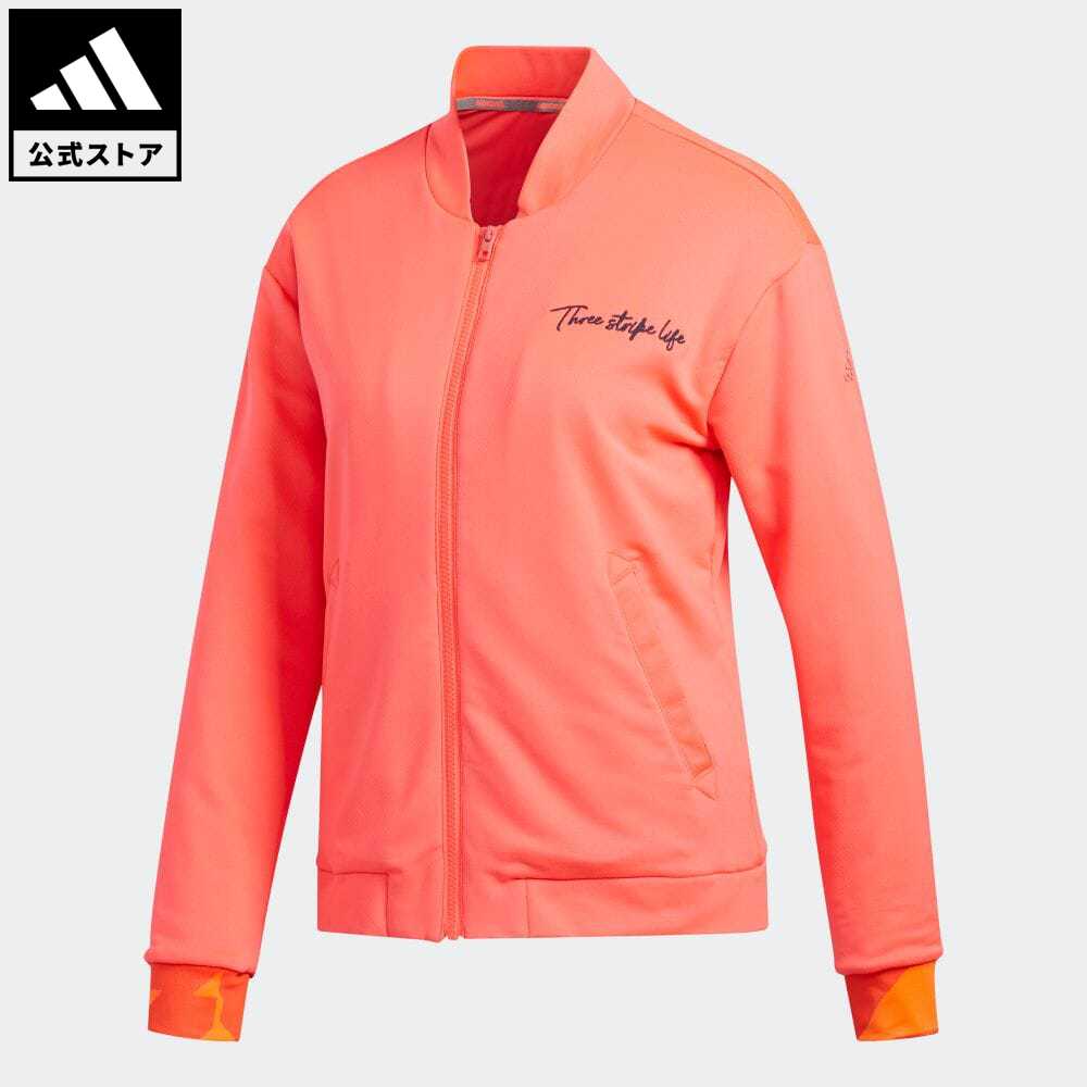 【公式】アディダス adidas 返品可 ゴルフ ジオメトリックプリント 長袖フルジップライニングスウエット / Jersey Jacket レディース ウェア・服 アウター ジャケット ピンク FS6379