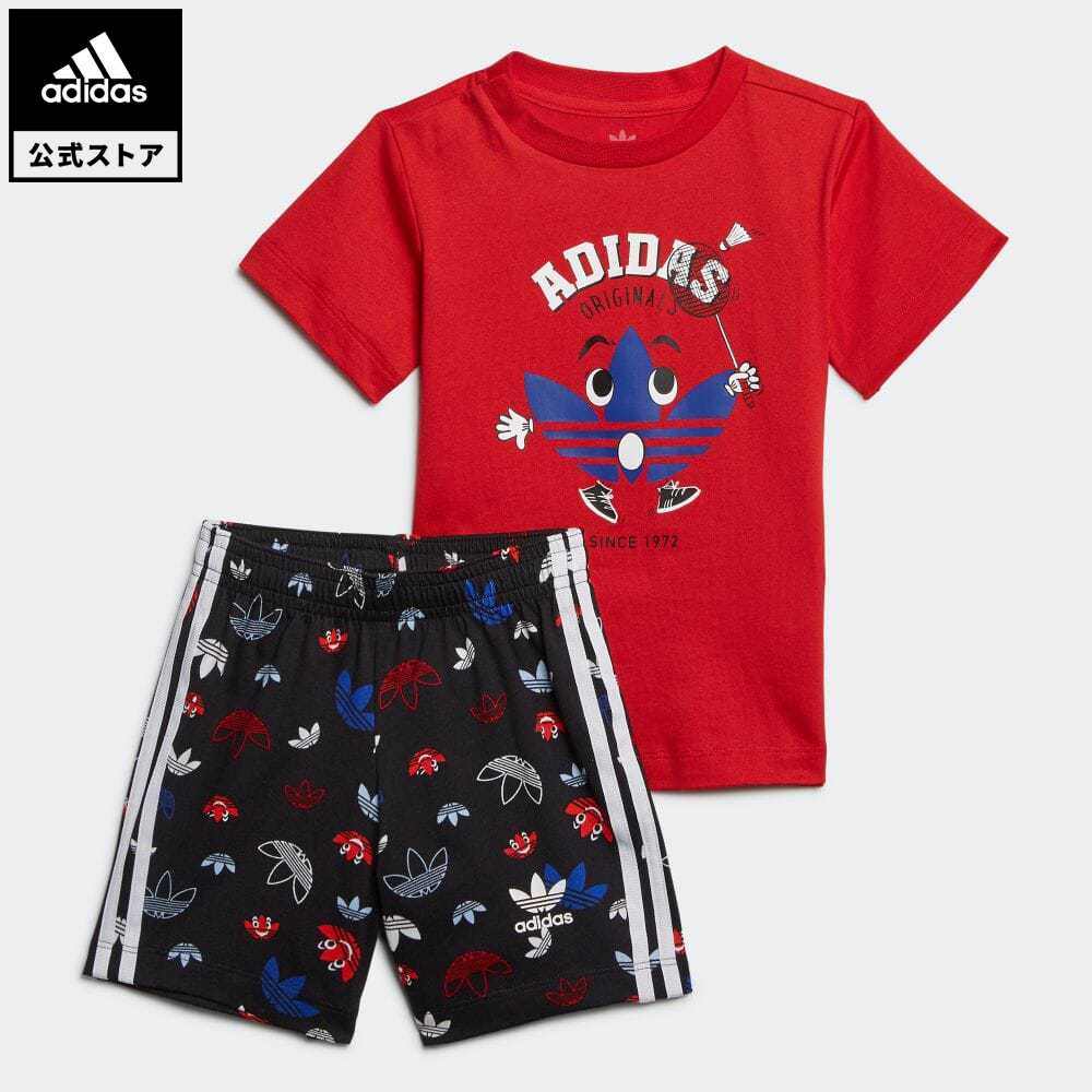 【公式】アディダス adidas 返品可 半袖Tシャツ 上下セット オリジナルス キッズ ウェア セットアップ 赤 レッド GD2850 上下