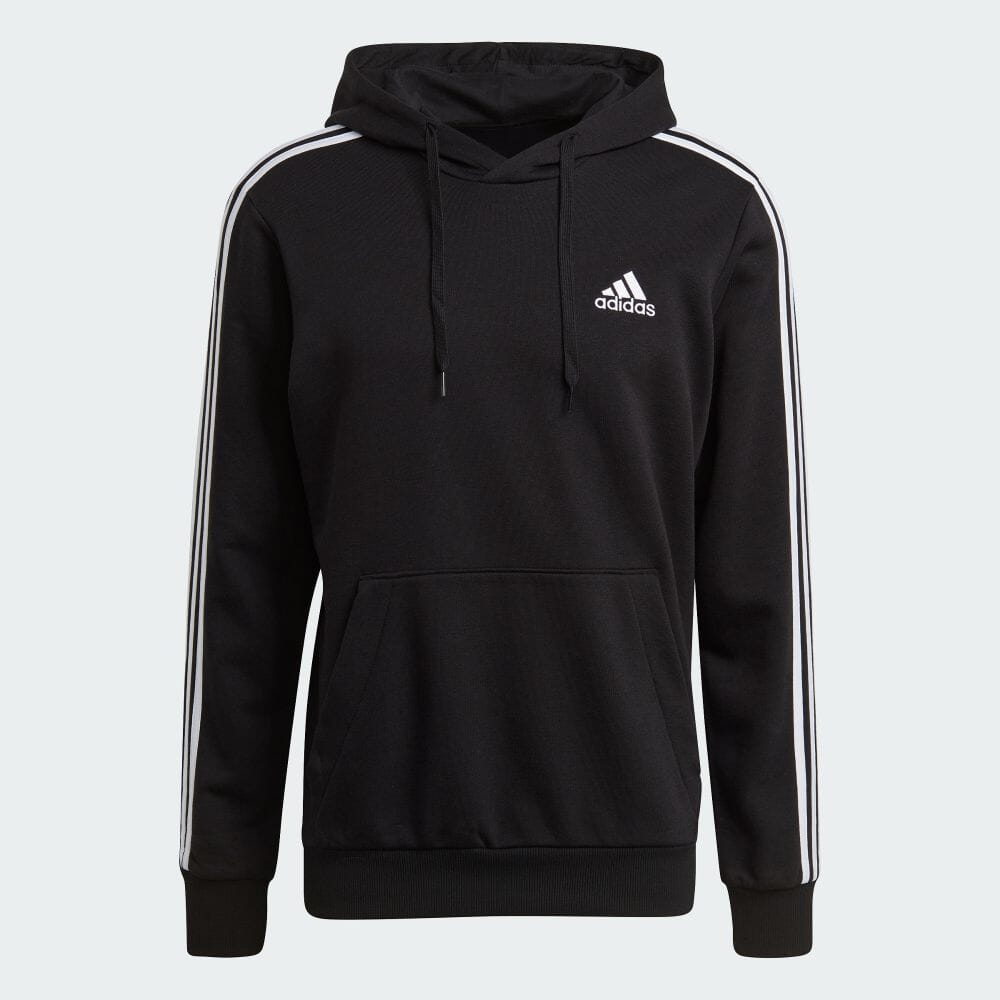 【公式】アディダス adidas 返品可 エッセンシャルズ 3ストライプス パーカー / Essentials 3-Stripes Hoodie スポーツウェア メンズ ウェア・服 トップス パーカー(フーディー) スウェット（トレーナー） 黒 ブラック GK9062 トレーナー